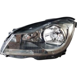 Headlamp + Motor Electric Halogen Black Left Hand Side 11-13 (Mercedes Benz C Class W204)