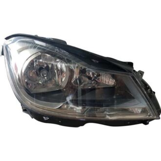Headlamp + Motor Electric Halogen Black Right Hand Side 11-13 (Mercedes Benz C Class W204)