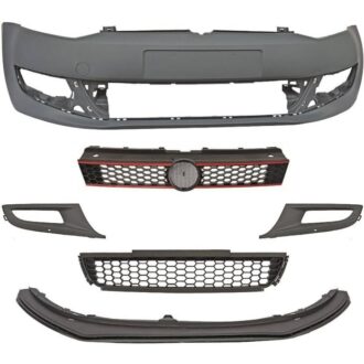 Front Bumper+Grille+Bumper Grille+Fog Lamp Hole+Spoiler GTI 10-15 (Volkswagen Polo 6R)