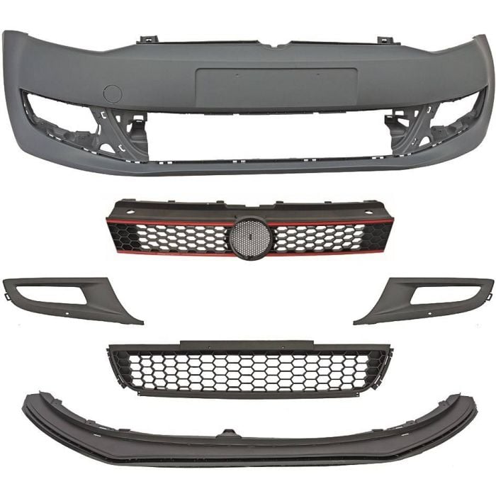 Front Bumper+Grille+Bumper Grille+Fog Lamp Hole+Spoiler GTI 10-15 (Volkswagen Polo 6R)